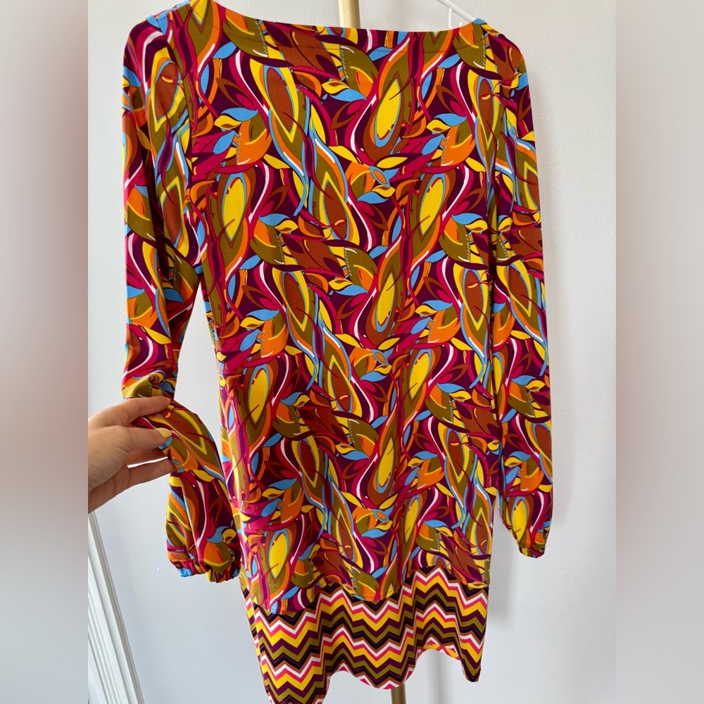 Tracy Negoshian Vibrant Multicolor Women's Long Sleeved Shift Dress, Size Small - Picture 6 of 6